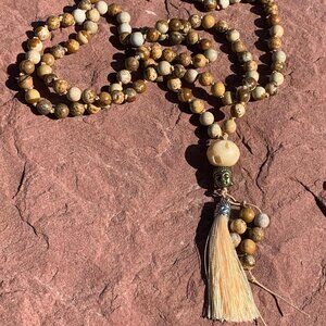 Picture Jasper Handmade Gemstone Beaded Mala